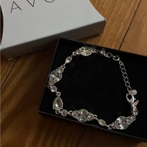 Avon Silver Bracelet with Crystal Accents